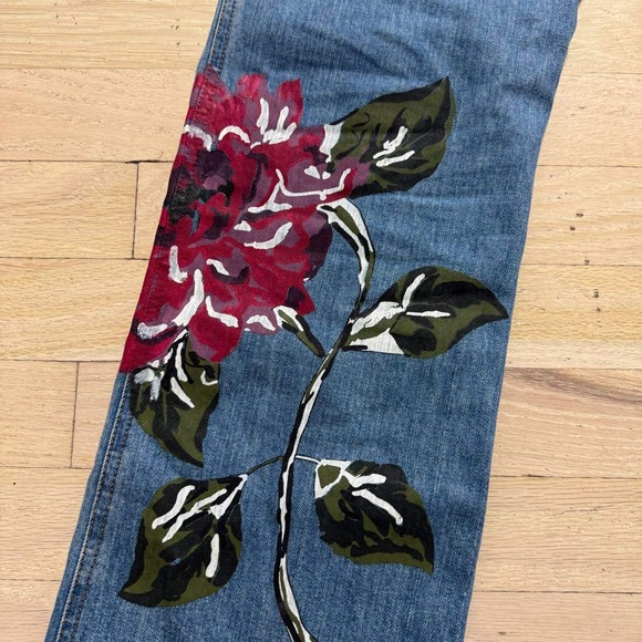 INC International Concepts Womens Floral Painted Straight Leg Jeans Blue Denim 6 - Picture 8 of 9